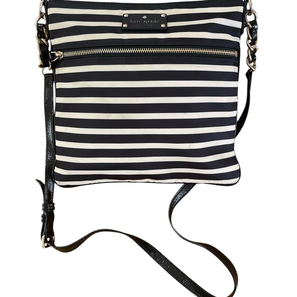 Kate Spade Black and White Striped Crossbody Bag